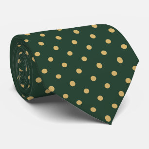 Guld Mini Polka Dot Mönster på Skoggrön Slips