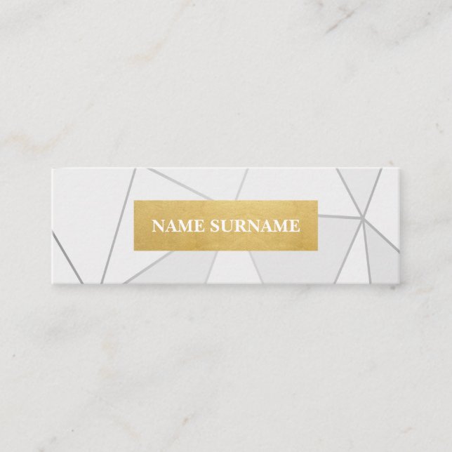 Guld- mini- visitkort för geometriska mönstergrå (Framsida)