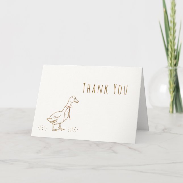 Guld minimalist boho dumma gås baby shower tack kort (Framsida)