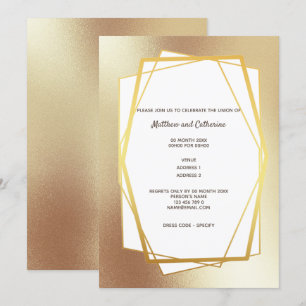 Guld minimalist enkel geometrisk ram sexhörning inbjudningar