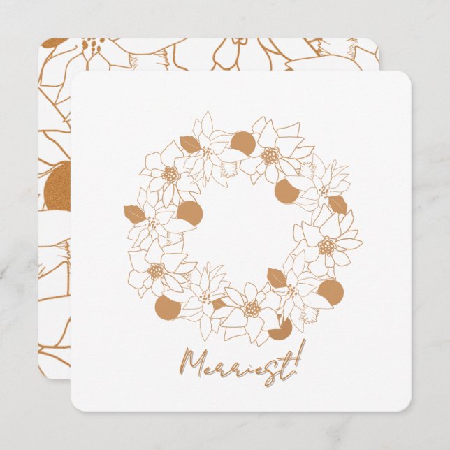 Guld minimalist julstjärna semesterkort julkort (Fram/baksida)