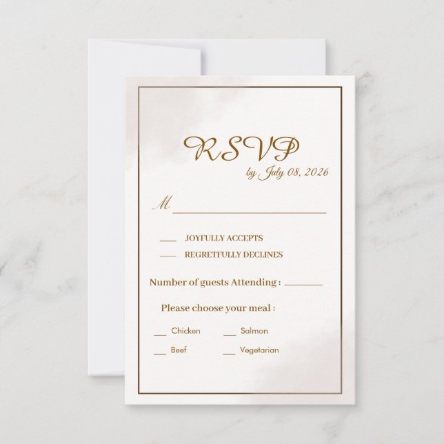 Guld Minimalistisk Bröllops-RSVP-Kort OSA Kort (Framsida)