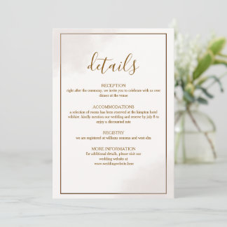 Guld Minimalistisk Bröllopskort med Detaljer Kort