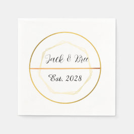 Guld Minimalistisk Elegant Bröllopsservett Mall Pappersservett