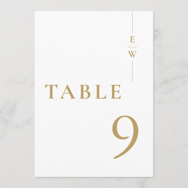 Guld Minimalistisk Elegant Monogram Bordskort (Framsida)