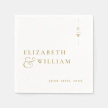 Guld Minimalistisk Elegant Monogram Bröllop