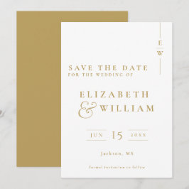 Guld Minimalistisk Elegant Monogram Bröllop Spara Datumet