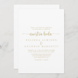 Guld-minimalistisk kalligrafi Nuestra Boda Bröllop Inbjudningar