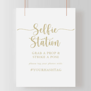 Guld minimalistisk kalligrafi Selfie Station skylt