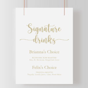 Guld minimalistisk kalligrafi signatur drycker sky poster