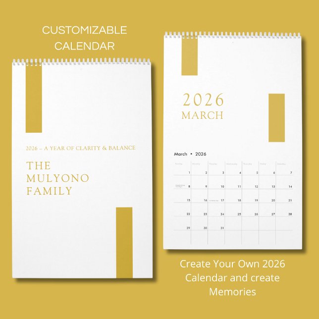 Guld minimalistisk modern 2026 väggkalender kalender (Skapare uppladdad)
