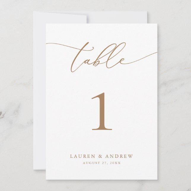 Guld minimalistiska Bordsnummer för den moderna Br (Framsida)