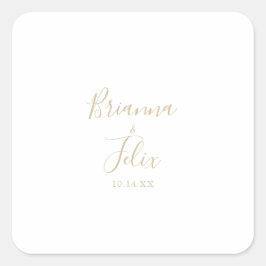 Guld minimalistiska Bröllop-kuvertförseglingar Fyrkantigt Klistermärke