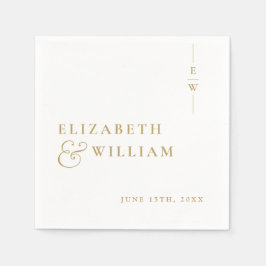 Guld minimalistiska Elegant Monogram Bröllop Pappersservett