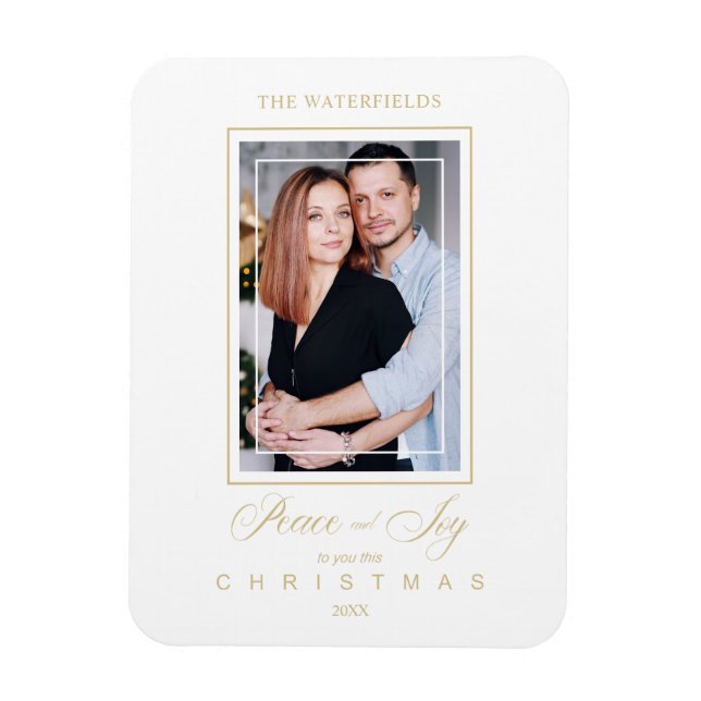 Guld minimalistiska moderna julfotsfamilj magnet (Vertikal)