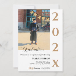 Guld minimalistiska Studentfest Inbjudningar