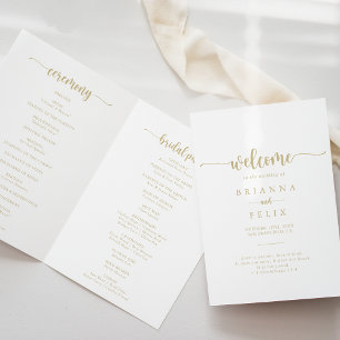 Guld minimalistiskt calligraphy Folded-Bröllopspro Program