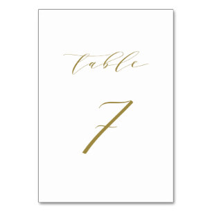 Guld minimalistskript Bröllop Bord 7 Bordsnummer