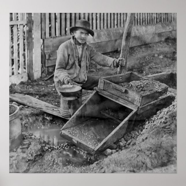 GULD MINING MED ROCKER BOX C. 1866 POSTER (Framsidan)