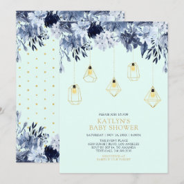 Guld & Mint | Ljus Boho chic Baby Shower Inbjudningar