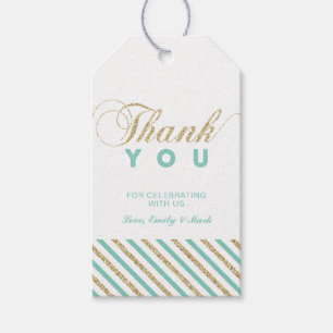 Guld & Mint Moderna Partyfavor Tack Tags Presentetikett