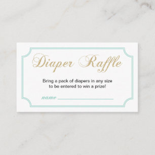 Guld & Mint Pojke Baby Shower Blöja Lotteri Bilj Tilläggskort