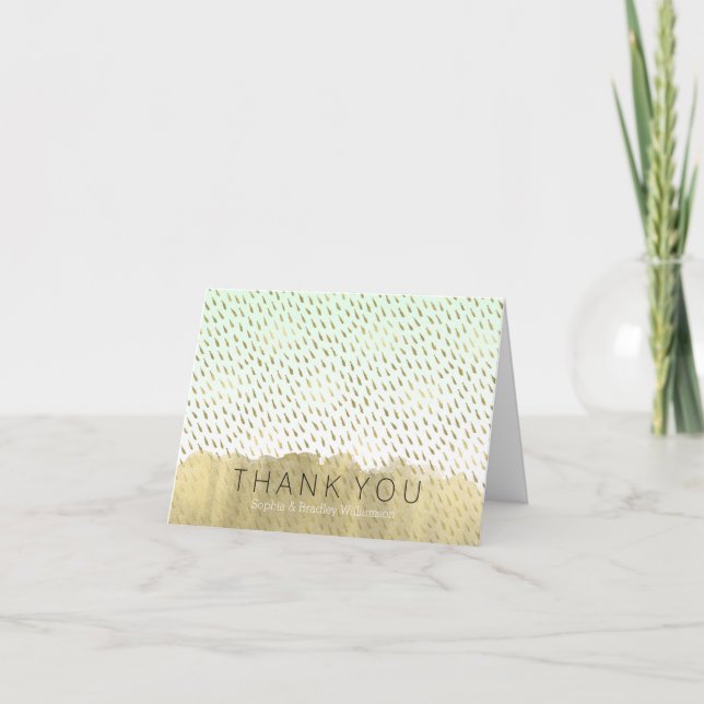 Guld Mint Vit Ombre Abstrakt Tacksamhetskort Tack Kort (Framsida)