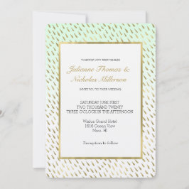 Guld Mint White Ombre Abstrakt Bröllop Inbjudningar