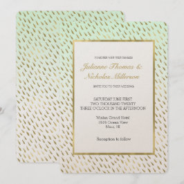 Guld Mint White Ombre Abstrakt Bröllop Inbjudningar