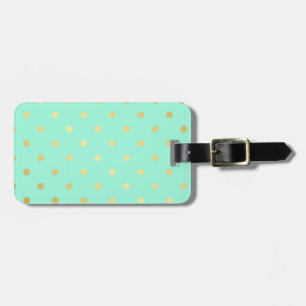 guld- mintpolka dots för faux bagagebricka