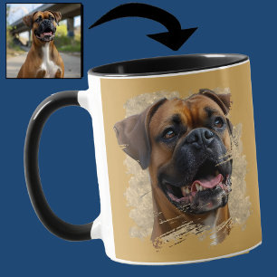Guld Misted Marigold Black Boxer Hund älskare Phot Mugg