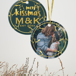 Guld Mistletoe WAN Foder till keramiskt prydnadsfö Julgransprydnad Keramik