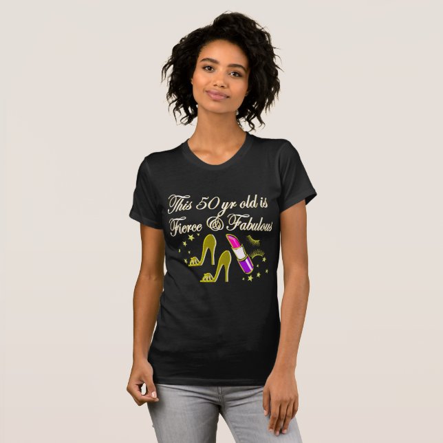 GULD MODE 50:E BIRTHDAY DIVA DESIGN T-SHIRT (Hel framsida)