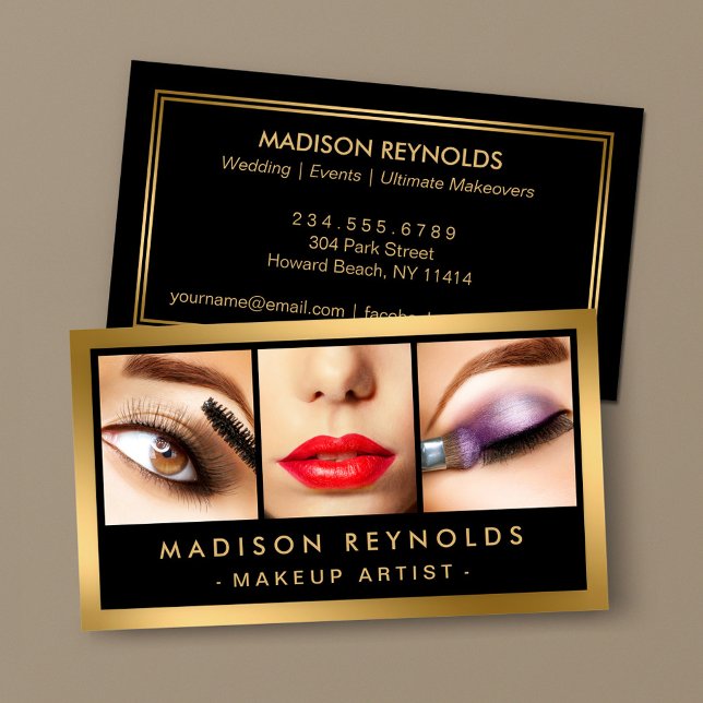 Guld Mode Makeup Artist Photo Showcase Visitkort (Skapare uppladdad)