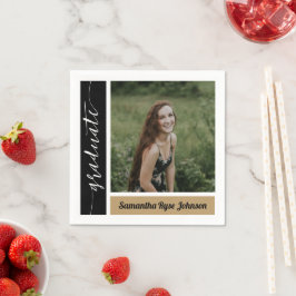 Guld Modern Block Photo Studenten Pappersservett