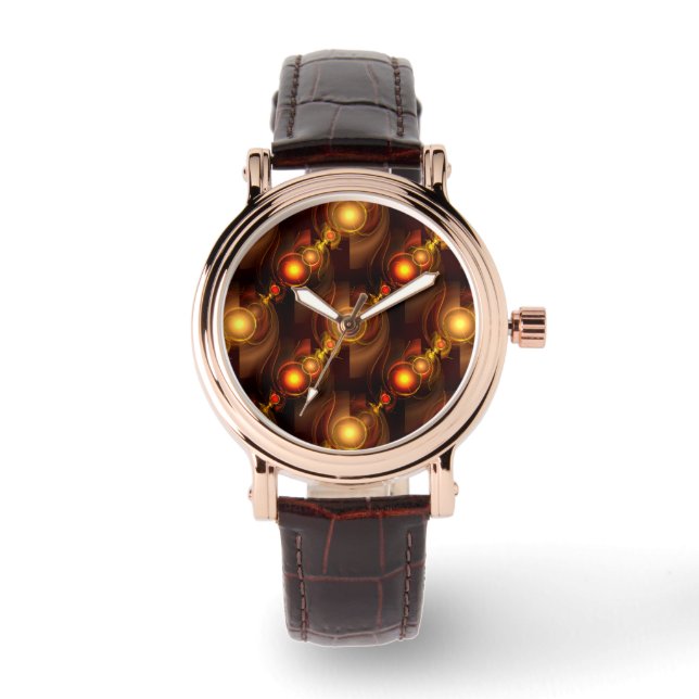 Guld Modern Boho Elegant Abstrakt Konst Mönster #5 Armbandsur (Framsida)