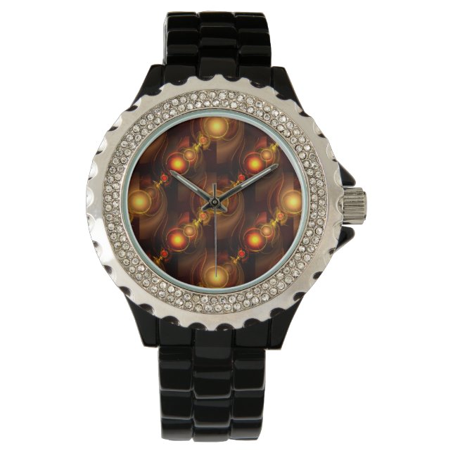 Guld Modern Boho Elegant Abstrakt Konst Mönster #5 Armbandsur (Framsida)