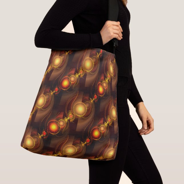 Guld Modern Boho Elegant Abstrakt Konst Mönster #5 Axelväska (Närbild)