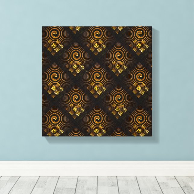 Guld Modern Boho Elegant Abstrakt Konst Mönster #5 Canvastryck (Insitu (trägolv))