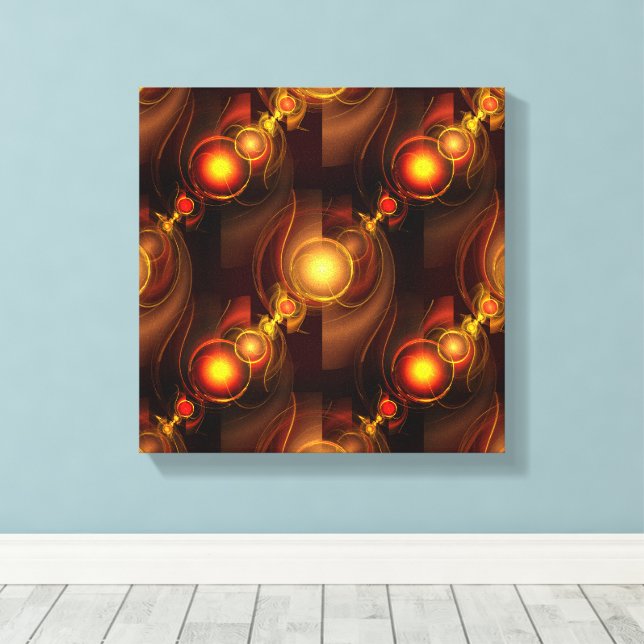 Guld Modern Boho Elegant Abstrakt Konst Mönster #5 Canvastryck (Insitu (trägolv))