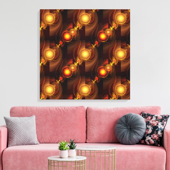 Guld Modern Boho Elegant Abstrakt Konst Mönster #5 Canvastryck (Insitu (Vardagsrum))