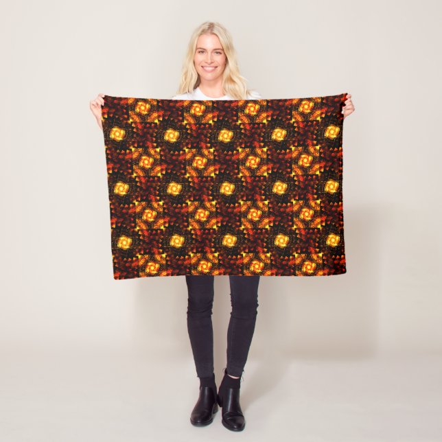 Guld Modern Boho Elegant Abstrakt Konst Mönster #5 Fleecefilt (På plats)