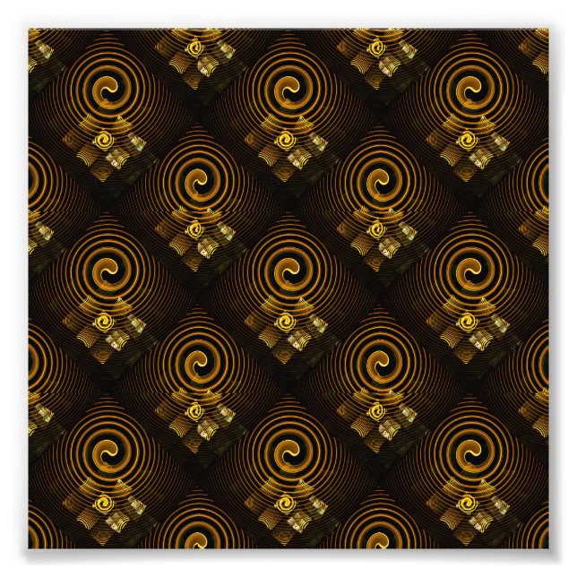 Guld Modern Boho Elegant Abstrakt Konst Mönster #5 Fototryck (Framsidan)