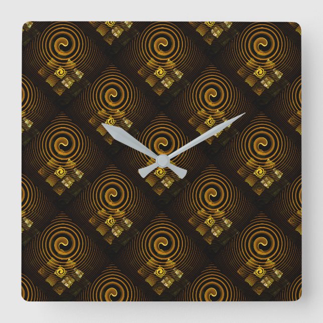 Guld Modern Boho Elegant Abstrakt Konst Mönster #5 Fyrkantig Klocka (Framsida)