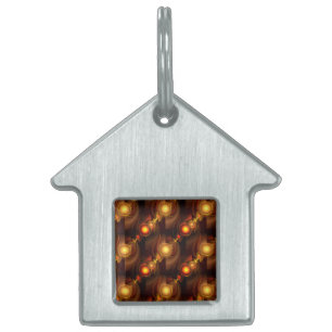 Guld Modern Boho Elegant Abstrakt Konst Mönster #5 ID-bricka Husdjur