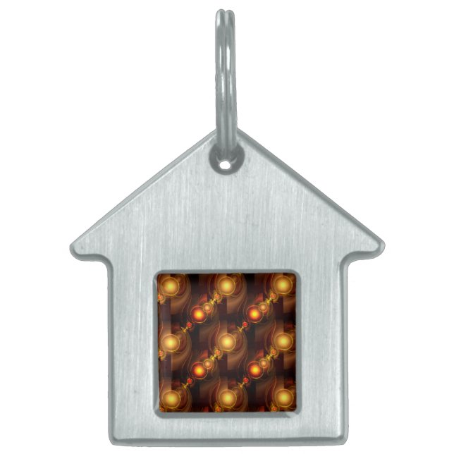 Guld Modern Boho Elegant Abstrakt Konst Mönster #5 ID-bricka Husdjur (Framsidan)