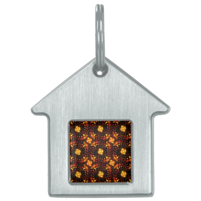 Guld Modern Boho Elegant Abstrakt Konst Mönster #5 ID-bricka Husdjur (Framsidan)