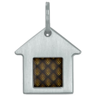 Guld Modern Boho Elegant Abstrakt Konst Mönster #5 ID-bricka Husdjur