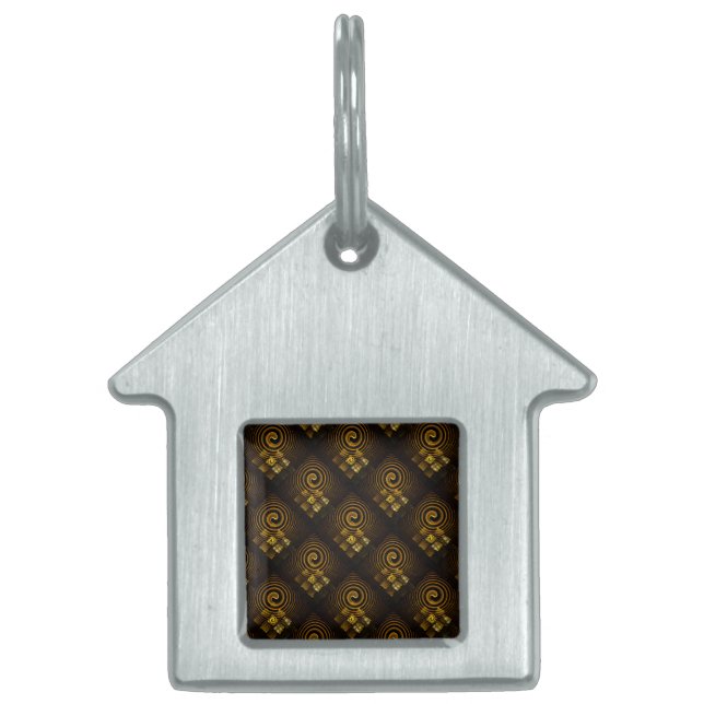 Guld Modern Boho Elegant Abstrakt Konst Mönster #5 ID-bricka Husdjur (Framsidan)