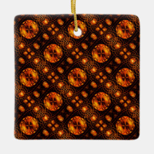 Guld Modern Boho Elegant Abstrakt Konst Mönster #5 Julgransprydnad Keramik